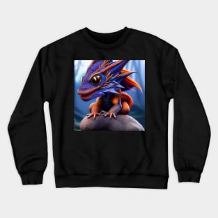 Baby Blue and Red Dragon with Big Eyes Crewneck Sweatshirt